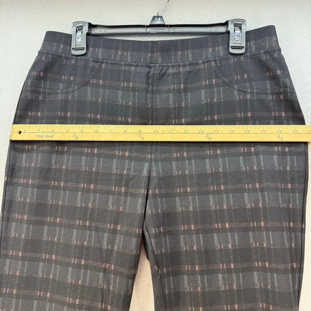 Garnet Hill Dress Leggings Women's Size L Plaid Black Gray Business Casual - Picture 9 of 12